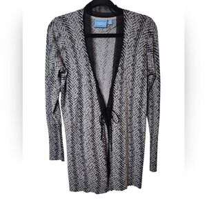 NWOT Simply Vera Vera Wang Women's Black Gray Open Front Cotton Sweater Size XS